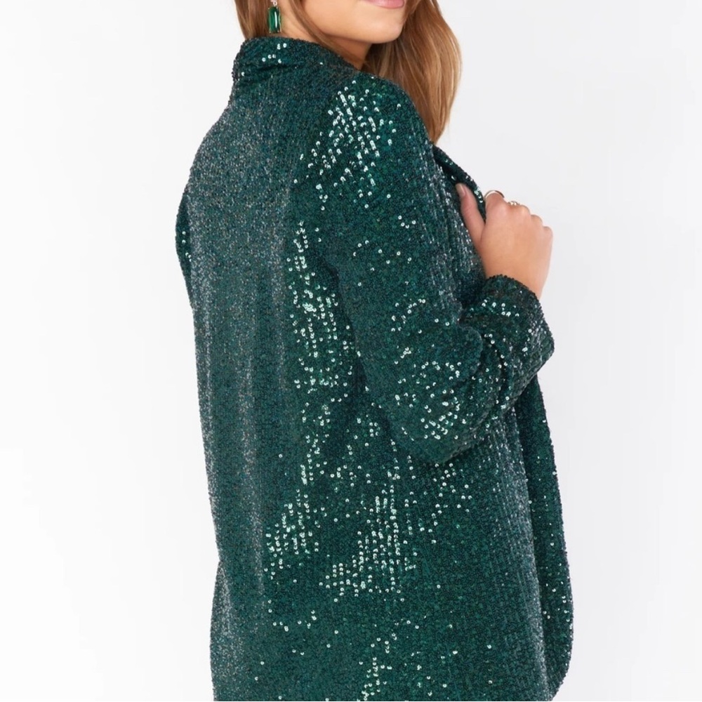 Show Me Your MuMu Dance Blazer Emerald Green Sequins Jacket NWT - Picture 5 of 7